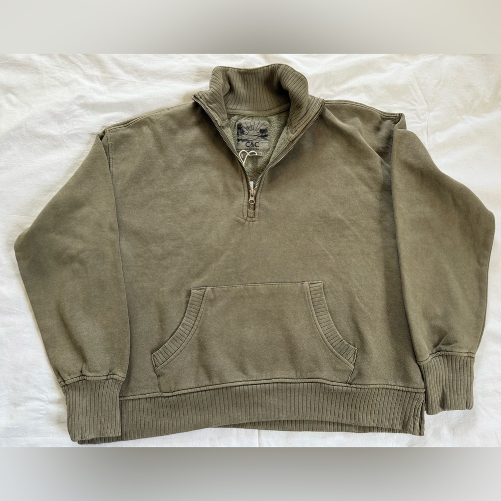 C & C California Sunwashed Fleece Quarter Zip Sweatshirt - Picture 4 of 6